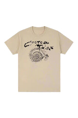 Aesthetic Cocteau Twins Cotton Graphic T-shirt Khaki Shoptery