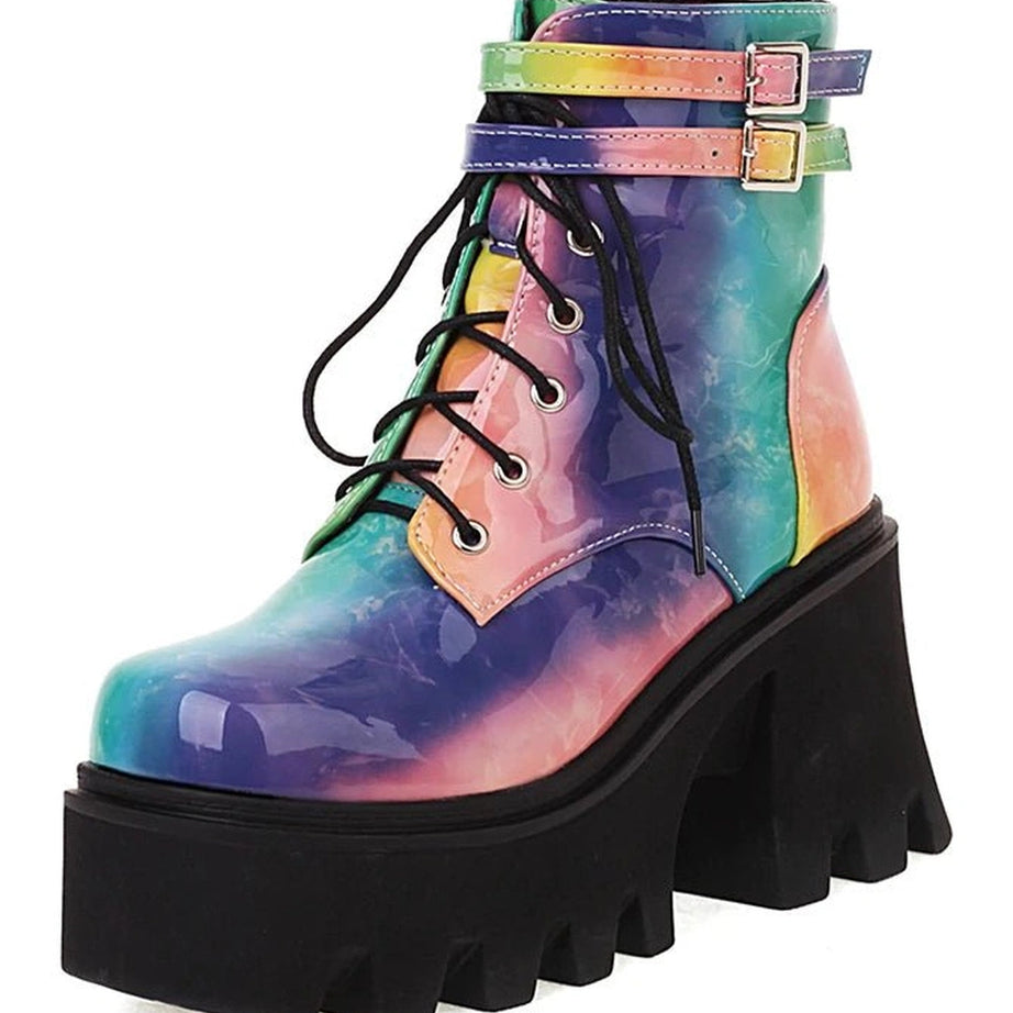 Alt Colorful Motorcycle Ankle Boots blue CHINA Shoptery