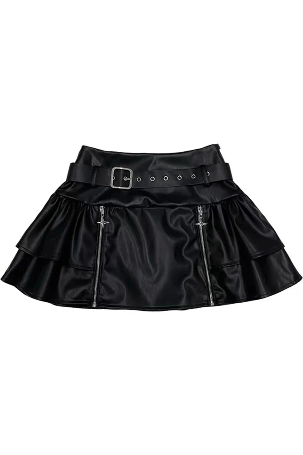 Cool Zipped Leather Mini Skirt -