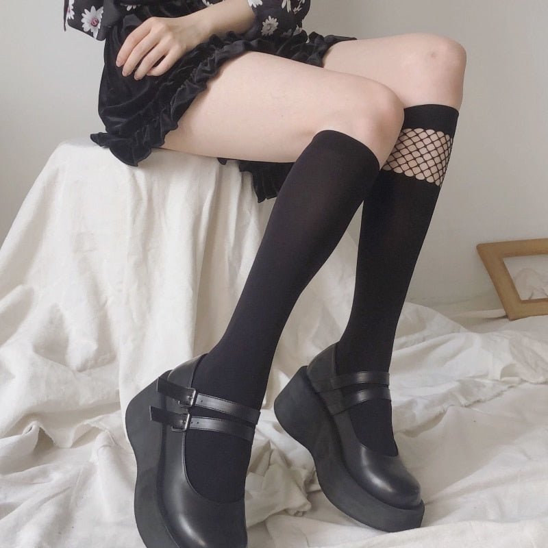 Coquette Black & White Long Socks - Socks
