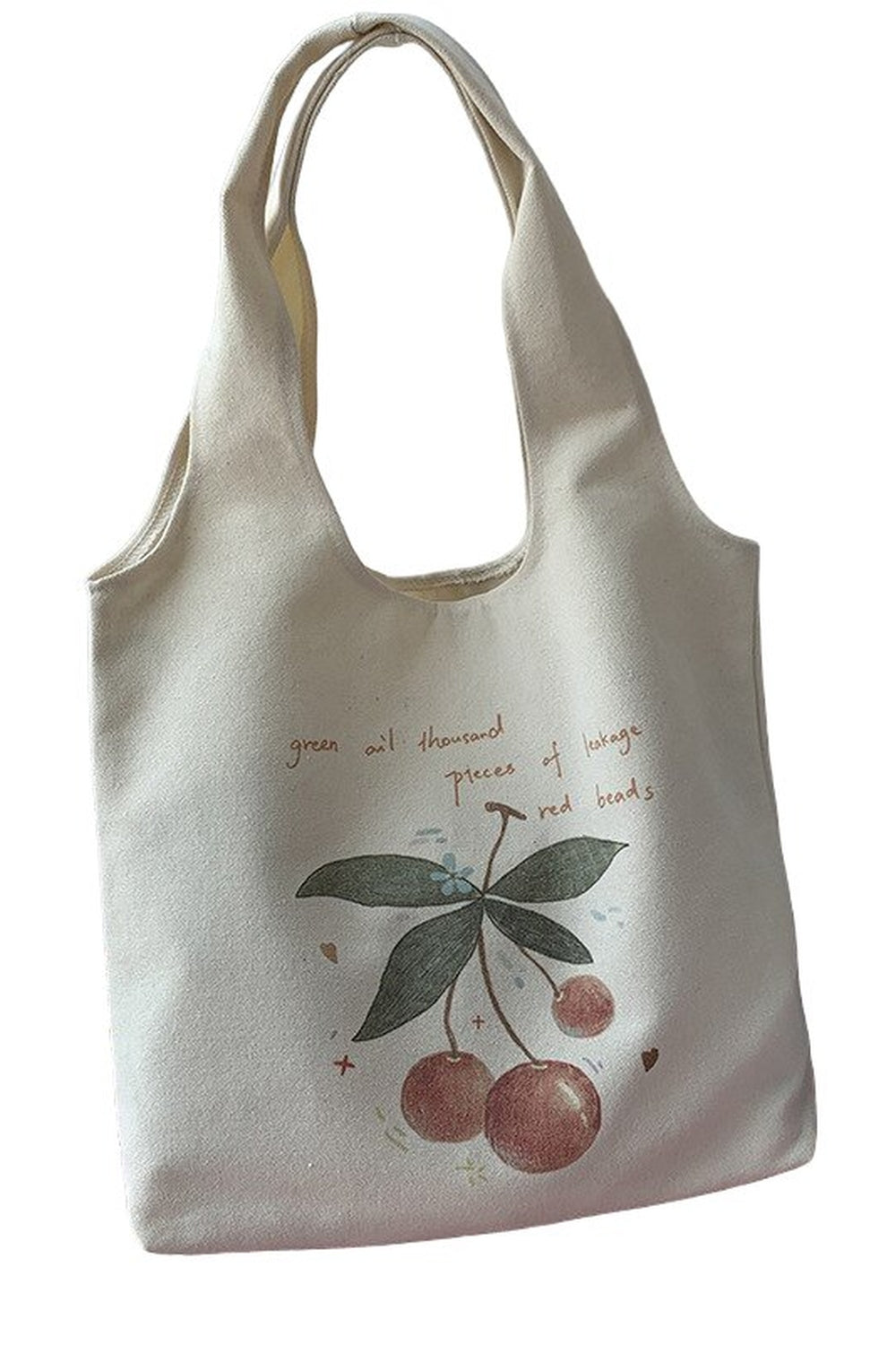 Coquette Cherry Print Canvas Shopping Bag - Bags