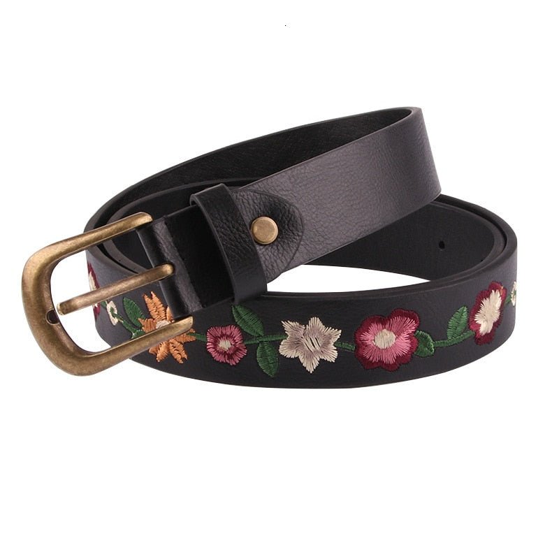 Coquette Embroidered Flower Belt - Belts