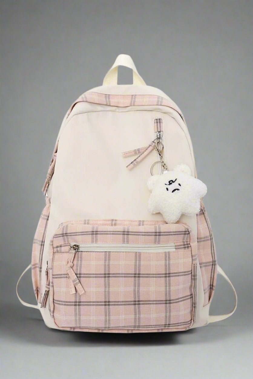 Coquette Girl Lattice Travel Backpack pink Shoptery