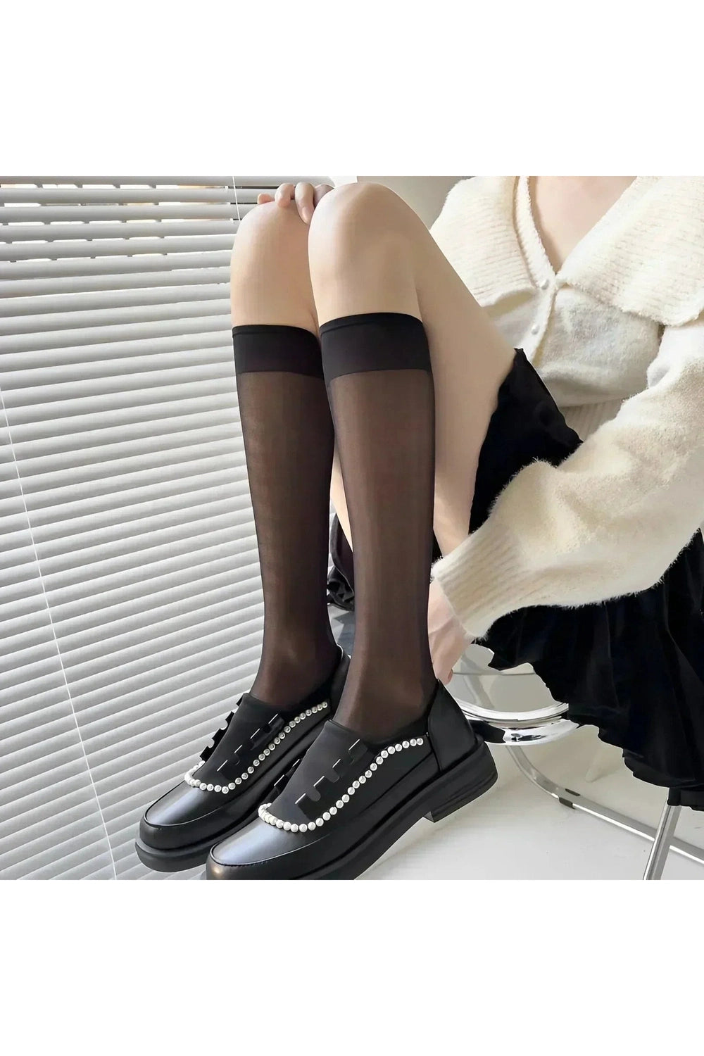 Coquette Lace Fishnet Split-toe Socks black 80-85cm Shoptery