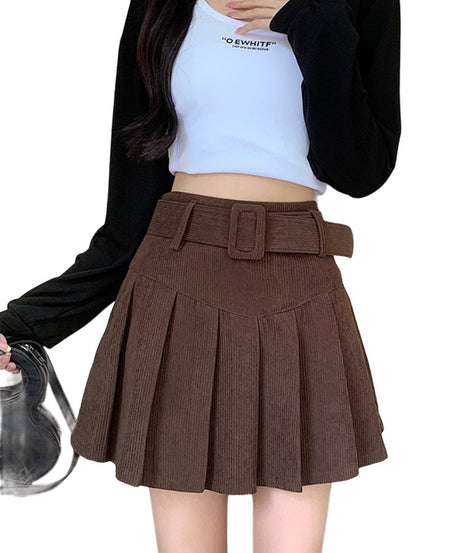 Corduroy High Waist Mini Skirt - Skirts