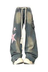 Y2k Cosmic Trek Cargo Pants Blue Shoptery