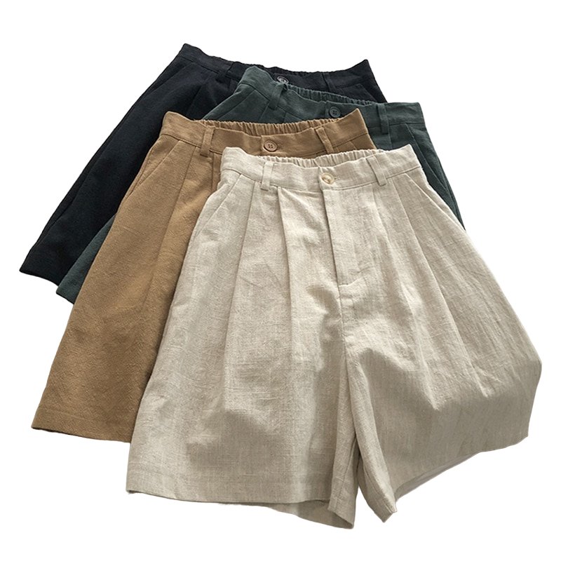Cotton Linen Retro Shorts - Shorts