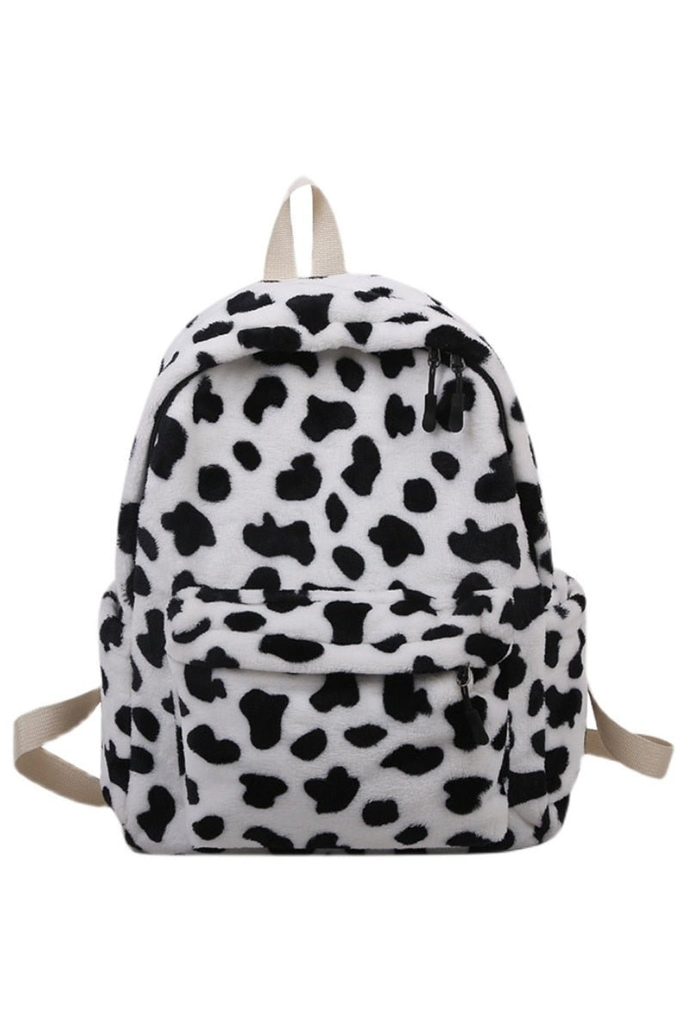 Cow Pattern Plush Backpack - Backpacks