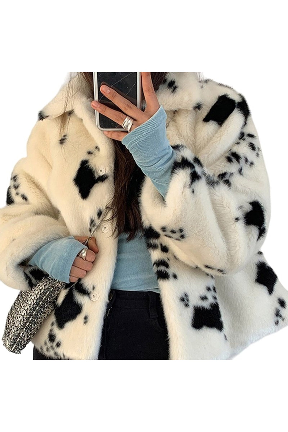 Cow Print Warm Jacket - Coats & Jackets