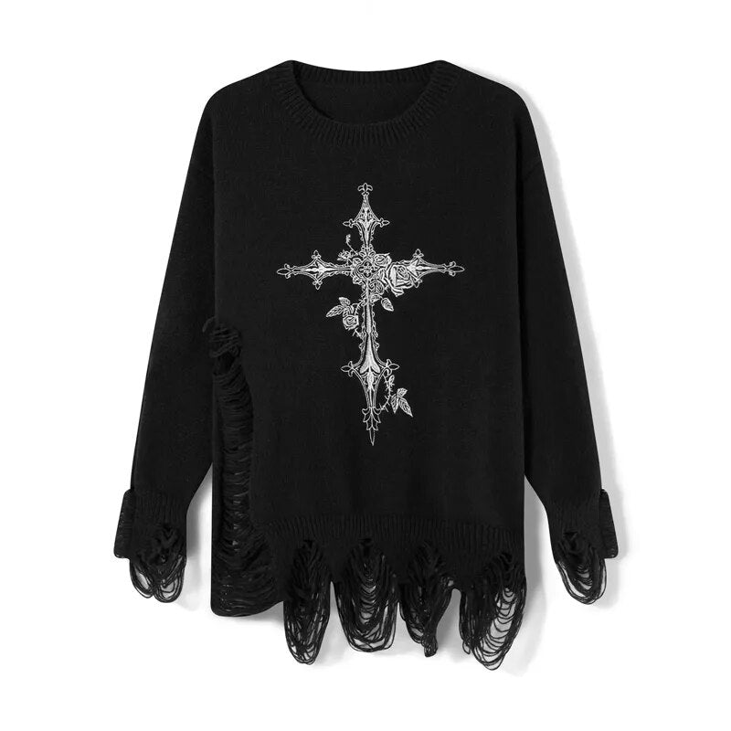 Criss Cross Gothic Y2K Sweater -