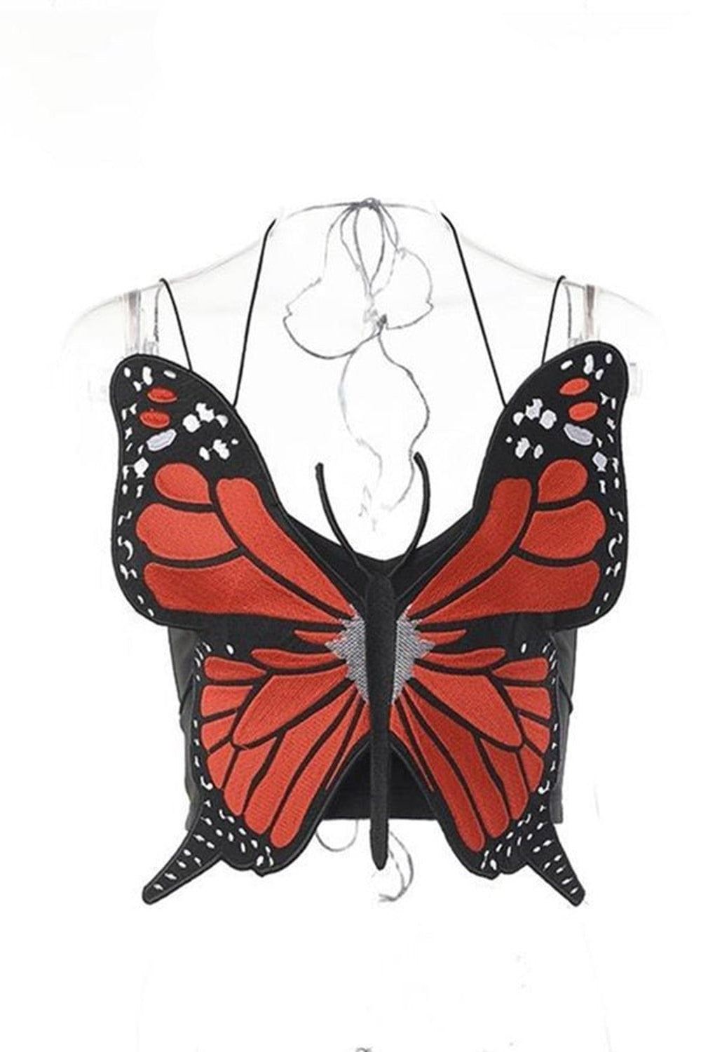 Crop Top With Butterfly Overlay - Crop Tops