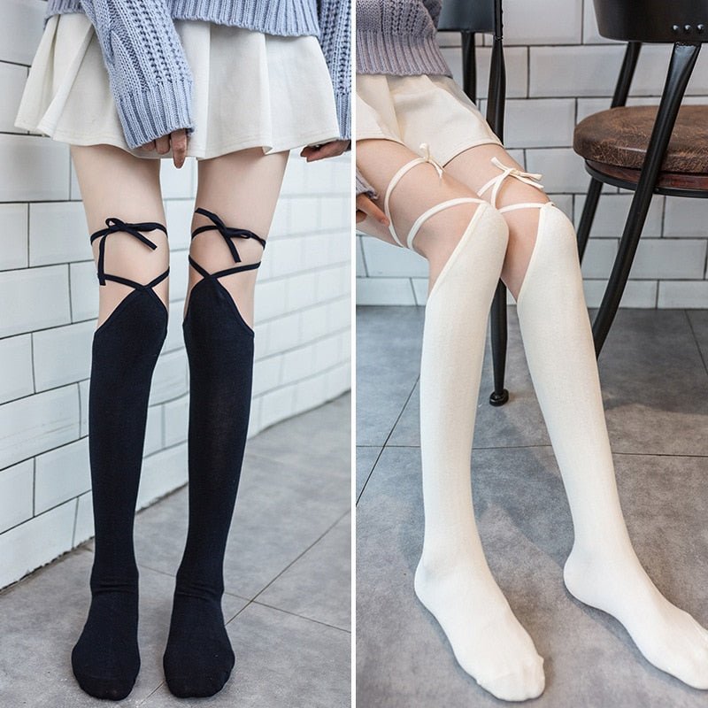 Cross-tie Over-knee Socks - Socks