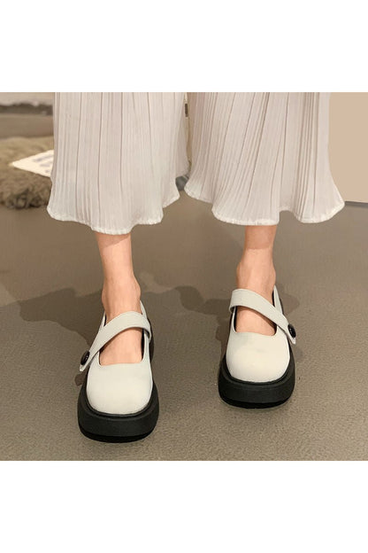 Cute Aesthetic Mary Jane Shoes beige Shoptery