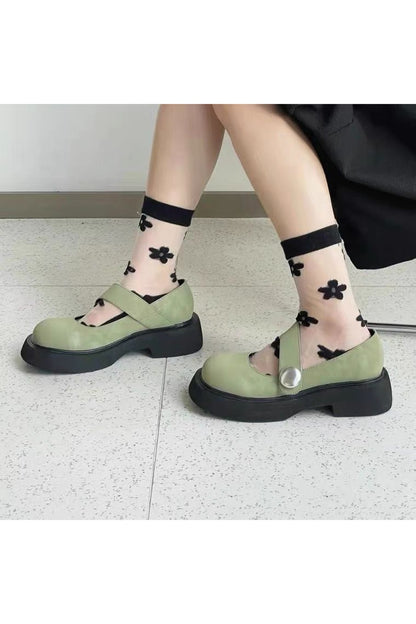Cute Aesthetic Mary Jane Shoes green Shoptery