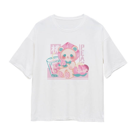 Cute Anime Kawaii Bear print T-shirt - T-shirts