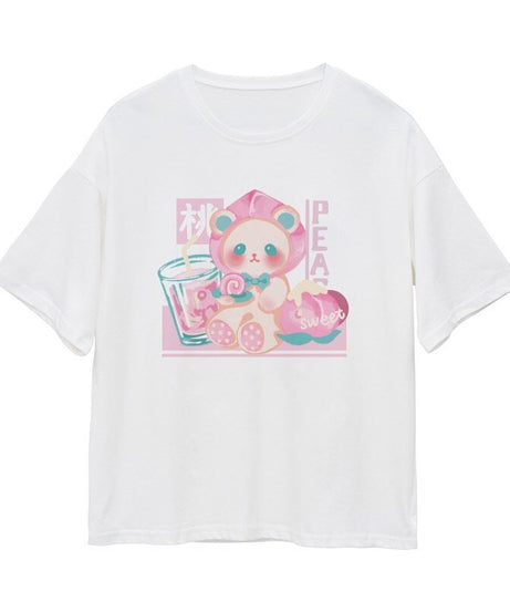 Cute Anime Kawaii Bear print T-shirt - T-shirts