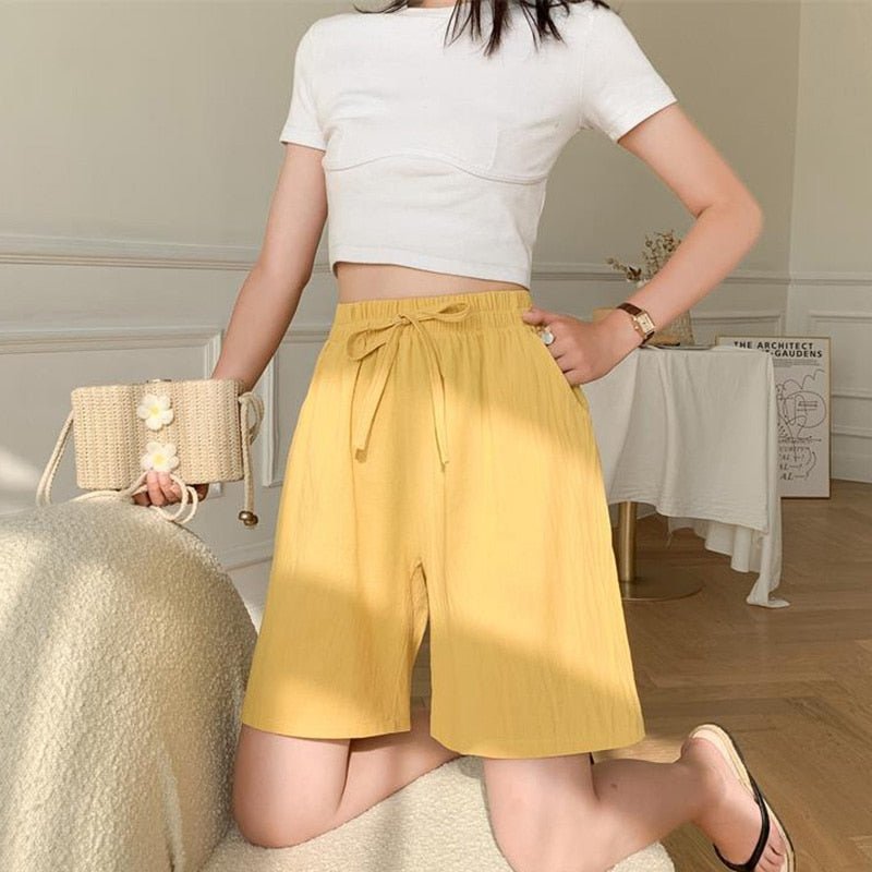 Cute Solid Cotton Linen Shorts - Shorts