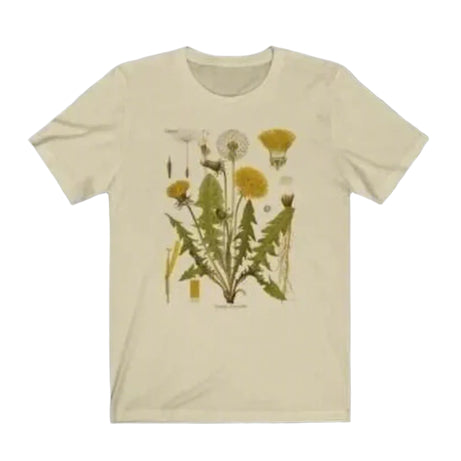 Aesthetic Dandelion Botanical T-shirt Khaki Shoptery