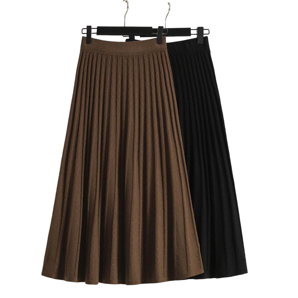 Dark Academia Knitted Long Skirt - Skirts