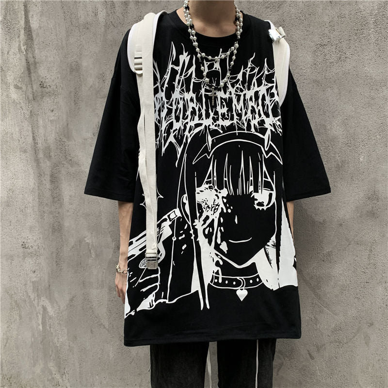 Dark Anime Egirl Black T-shirt - T-shirts
