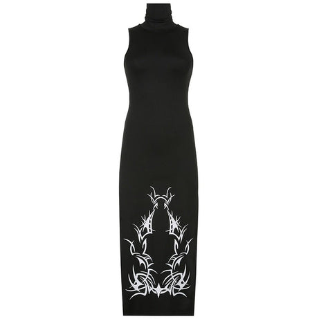 Dark Split Side Goth Dress - Dresses