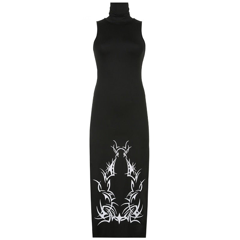 Dark Split Side Goth Dress - Dresses