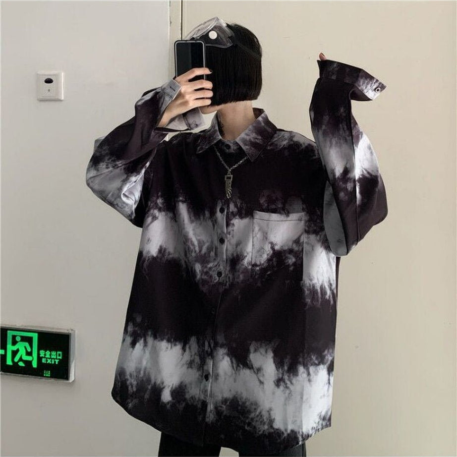 Dark Tie-dye Alt Edgy Blouse Shoptery