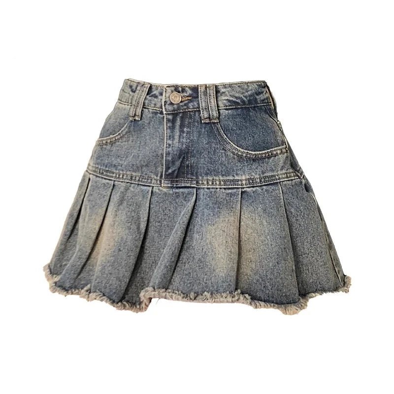 Denim High Waist Mini Skirt -