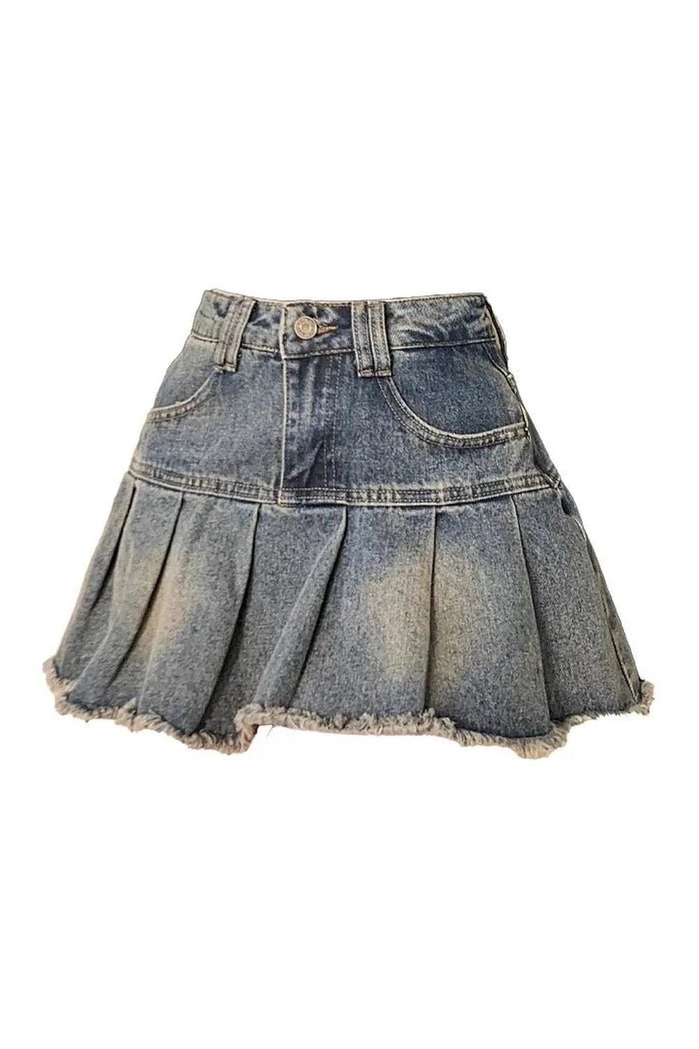 Denim High Waist Mini Skirt -