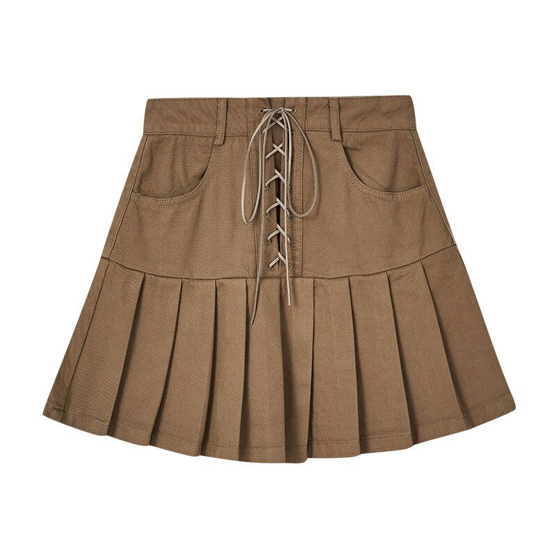 Denim Pleated High Waist Skirt - Skirts