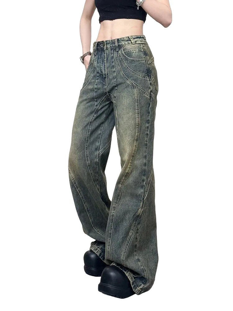 Denim Retro Wide Leg Jeans -