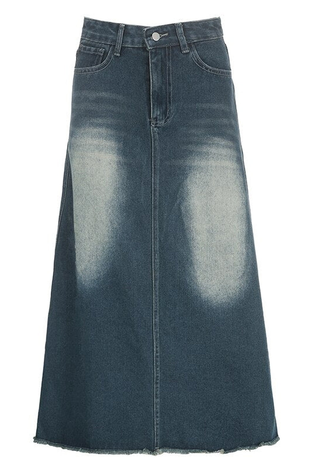 Distressed Low Waist Denim Skirt - Skirts