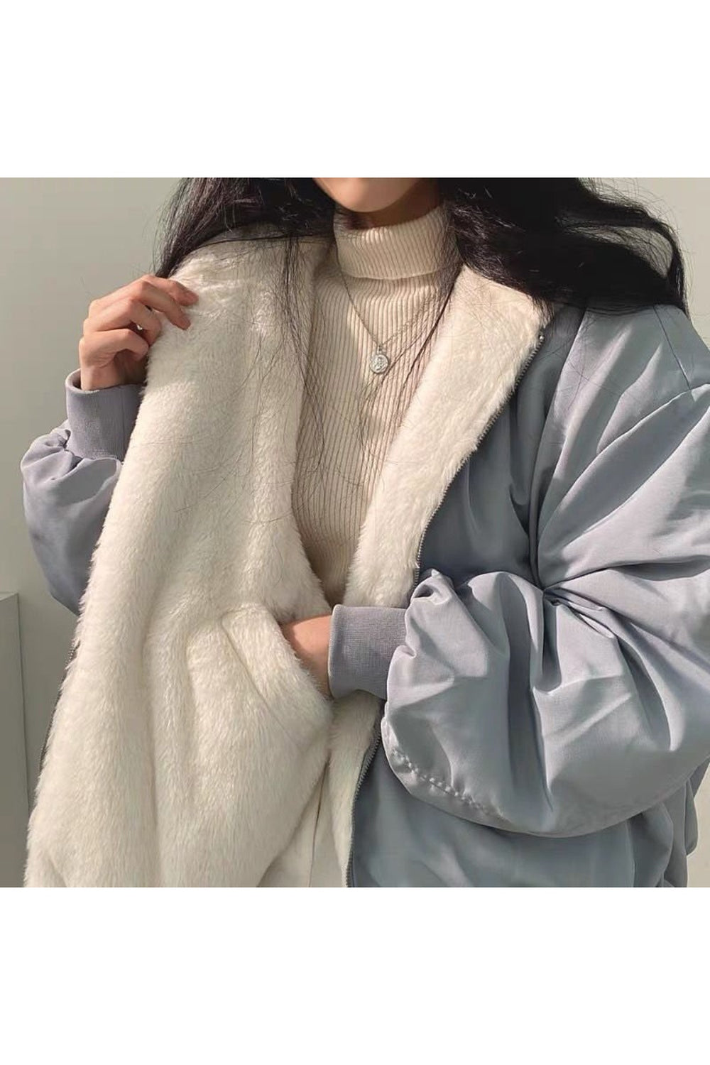 Aesthetic Double-layer Winter Jacket blue parkas Shoptery