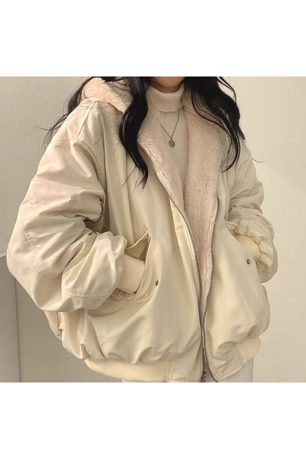 Aesthetic Double-layer Winter Jacket apricot parkas Shoptery