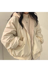 Aesthetic Double-layer Winter Jacket apricot parkas Shoptery