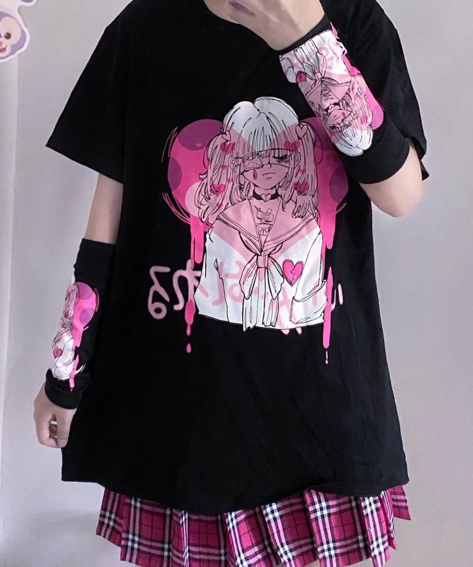 E-Girl Anime Heart T-shirt - T-shirts