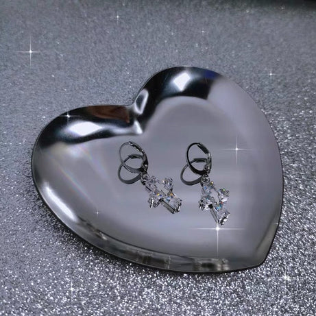 Edgy Aesthetic Crystal Cross Earrings - Earrings