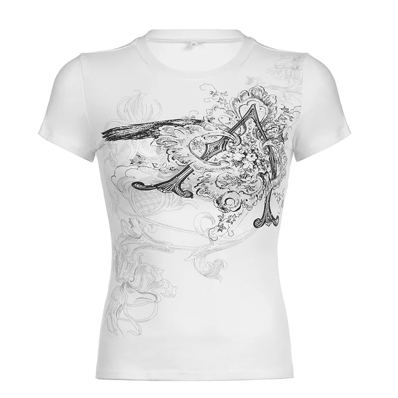 Edgy Graphic White Crop Women's T-Shirt -