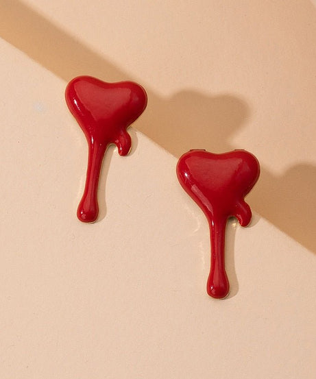 Egirl Heart Red Stud Earrings - Earrings