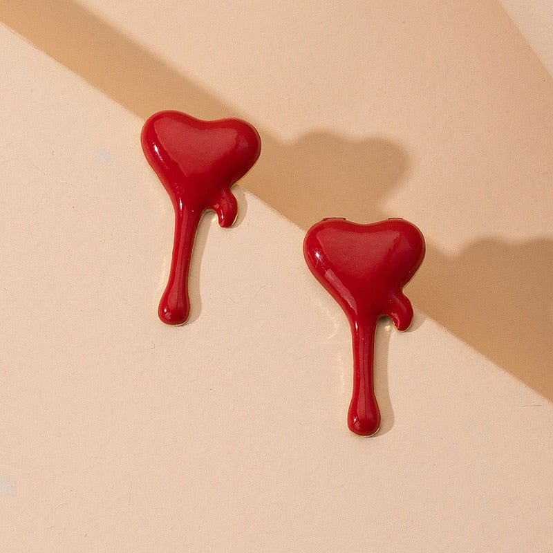 Egirl Heart Red Stud Earrings - Earrings