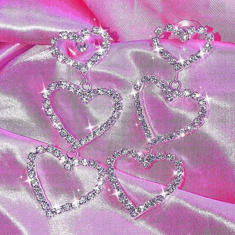 Egirl Metallic Crystal Charm Earrings - Earrings