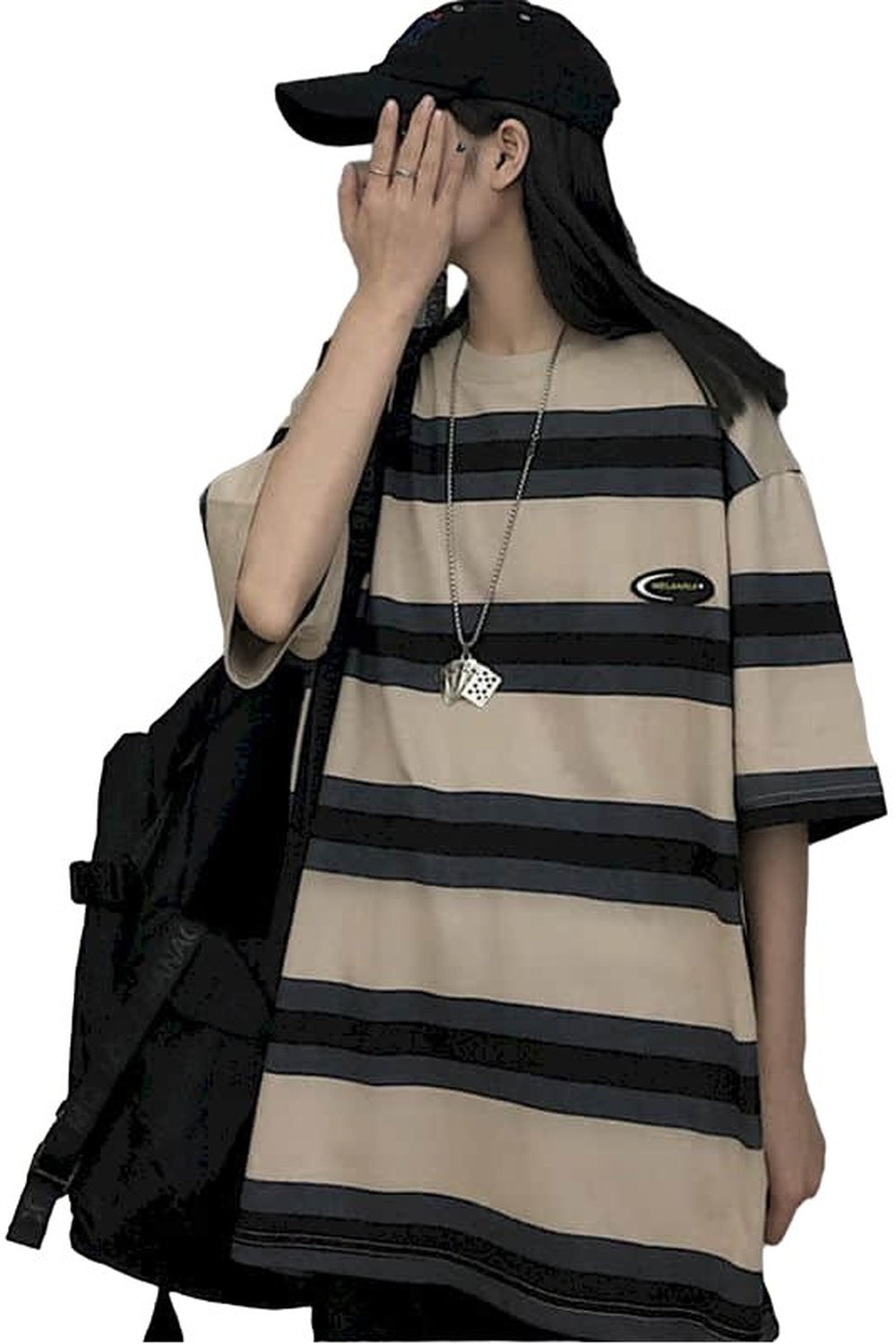 Egirl Oversize Striped T-shirt - T-shirts