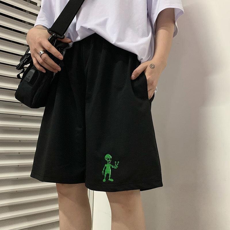 Egirl Style Alien Print Shorts - Shorts