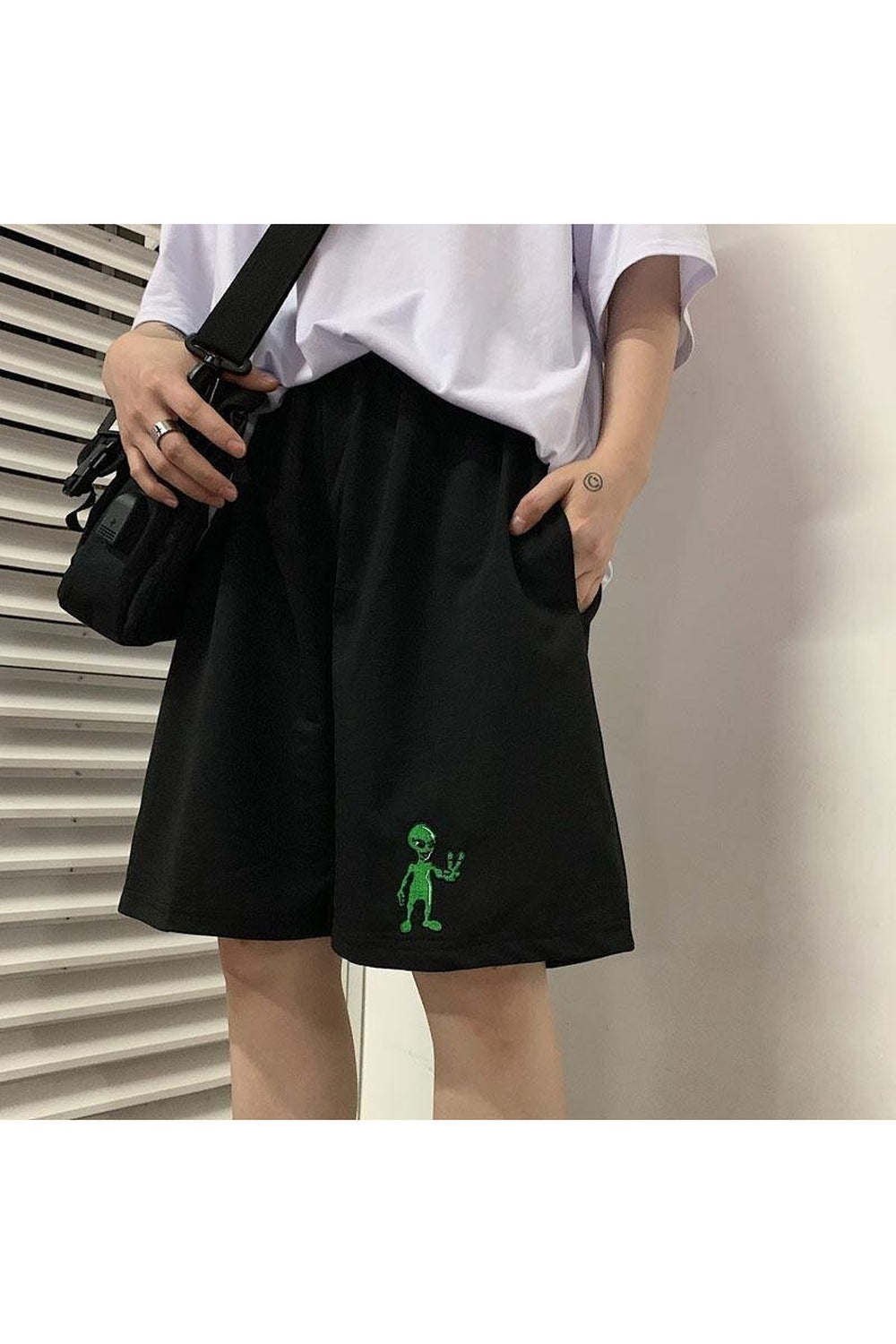 Egirl Style Alien Print Shorts - Shorts