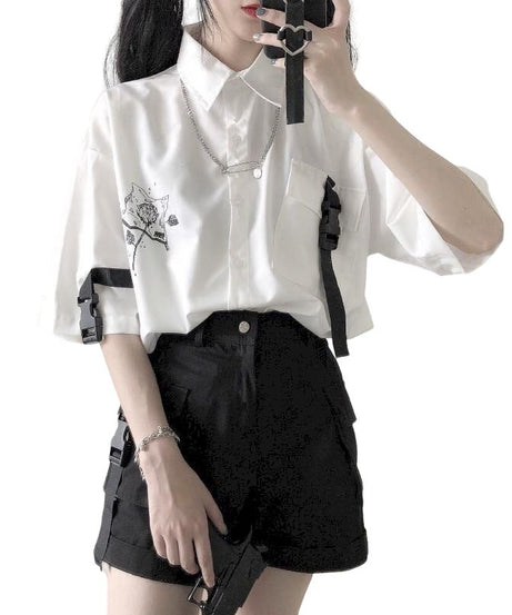 Egirl White & Gray Shirt - Shirts