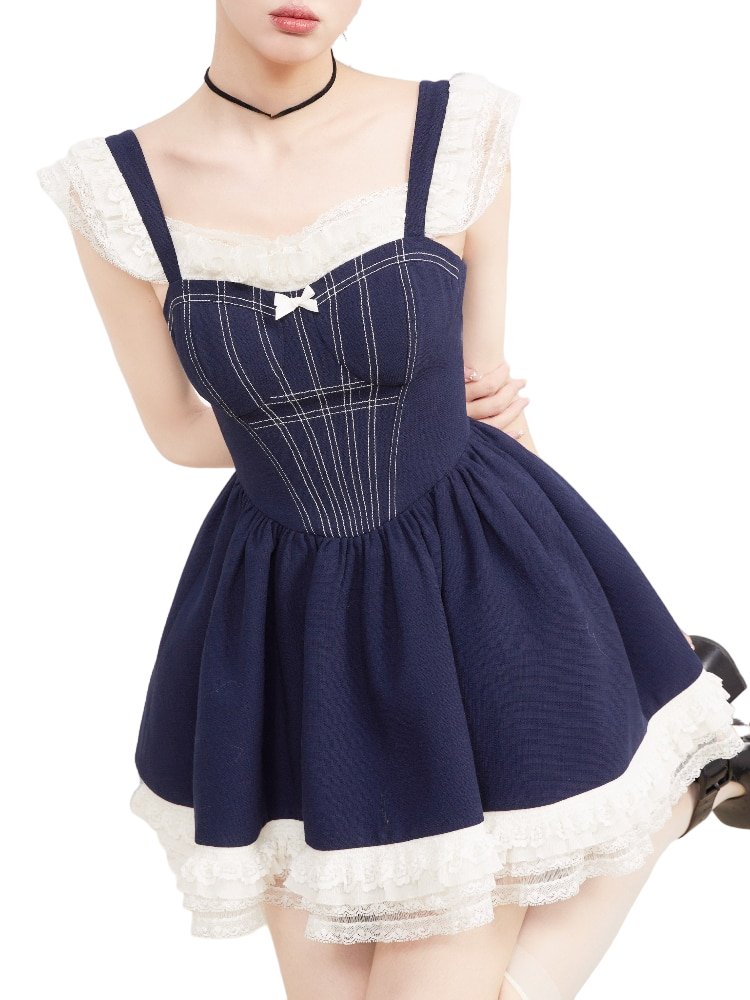 Elegant Lace Mini Dress - Dresses