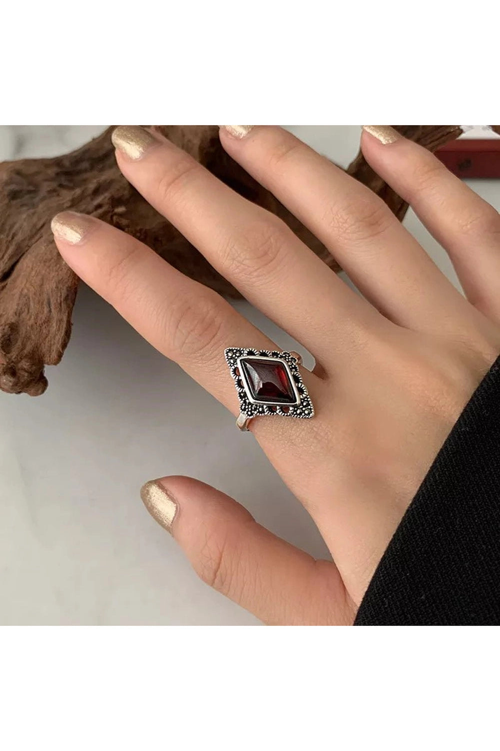 Alt Elegant Marquise Garnet Cocktail Ring Resizable Shoptery