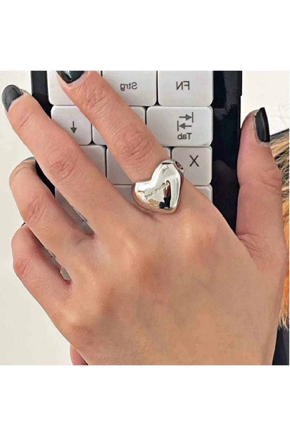 Elegant Silver LOVE Heart Ring Shoptery