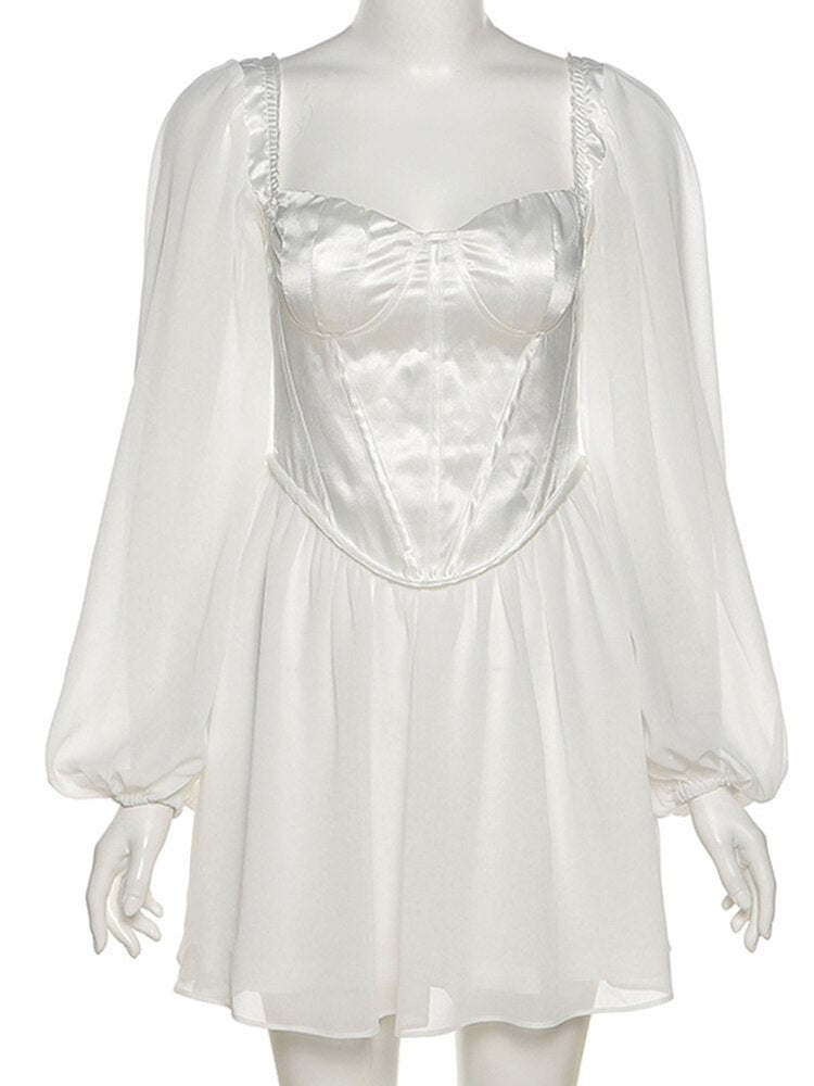 Elegant White Mini Dress - Dresses