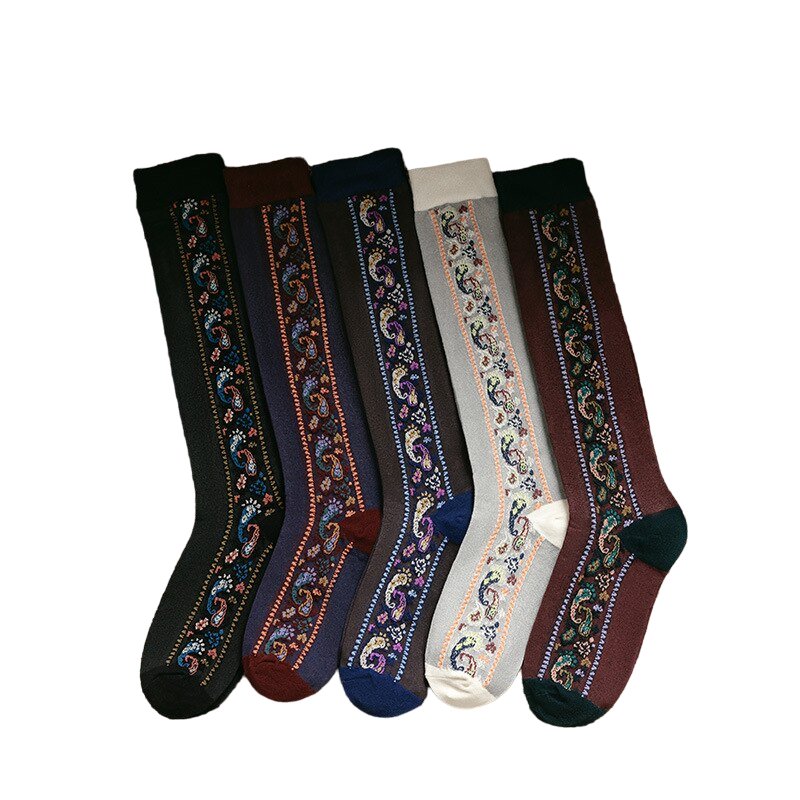 Ethnic Floral Long Socks - Socks